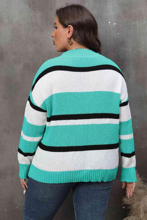 Inspiring Moments Plus Size Striped Sweater - MXSTUDIO.COM