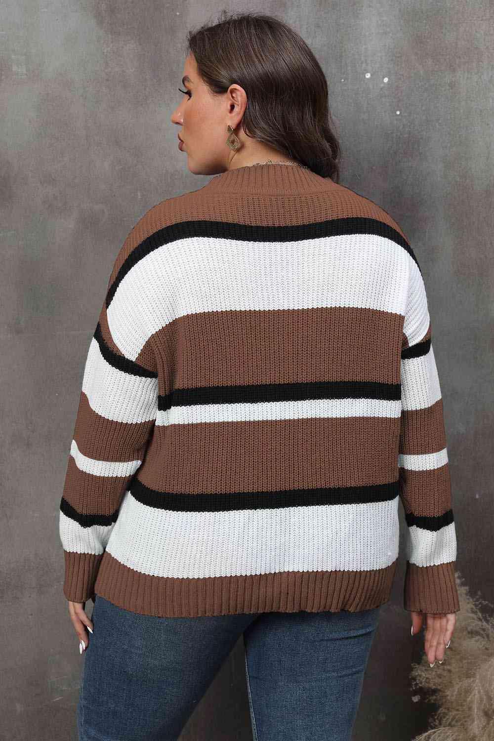 Inspiring Moments Plus Size Striped Sweater - MXSTUDIO.COM