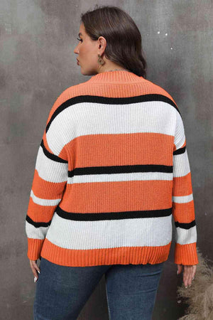 Inspiring Moments Plus Size Striped Sweater - MXSTUDIO.COM