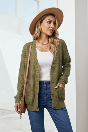 Instinctively Huggable Pocketed Button Down Cardigan - MXSTUDIO.COM