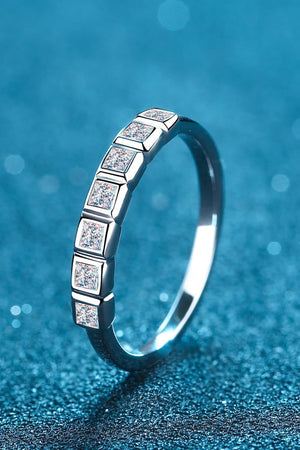 Intense Glow Half-Eternity Sterling Silver Moissanite Ring - MXSTUDIO.COM