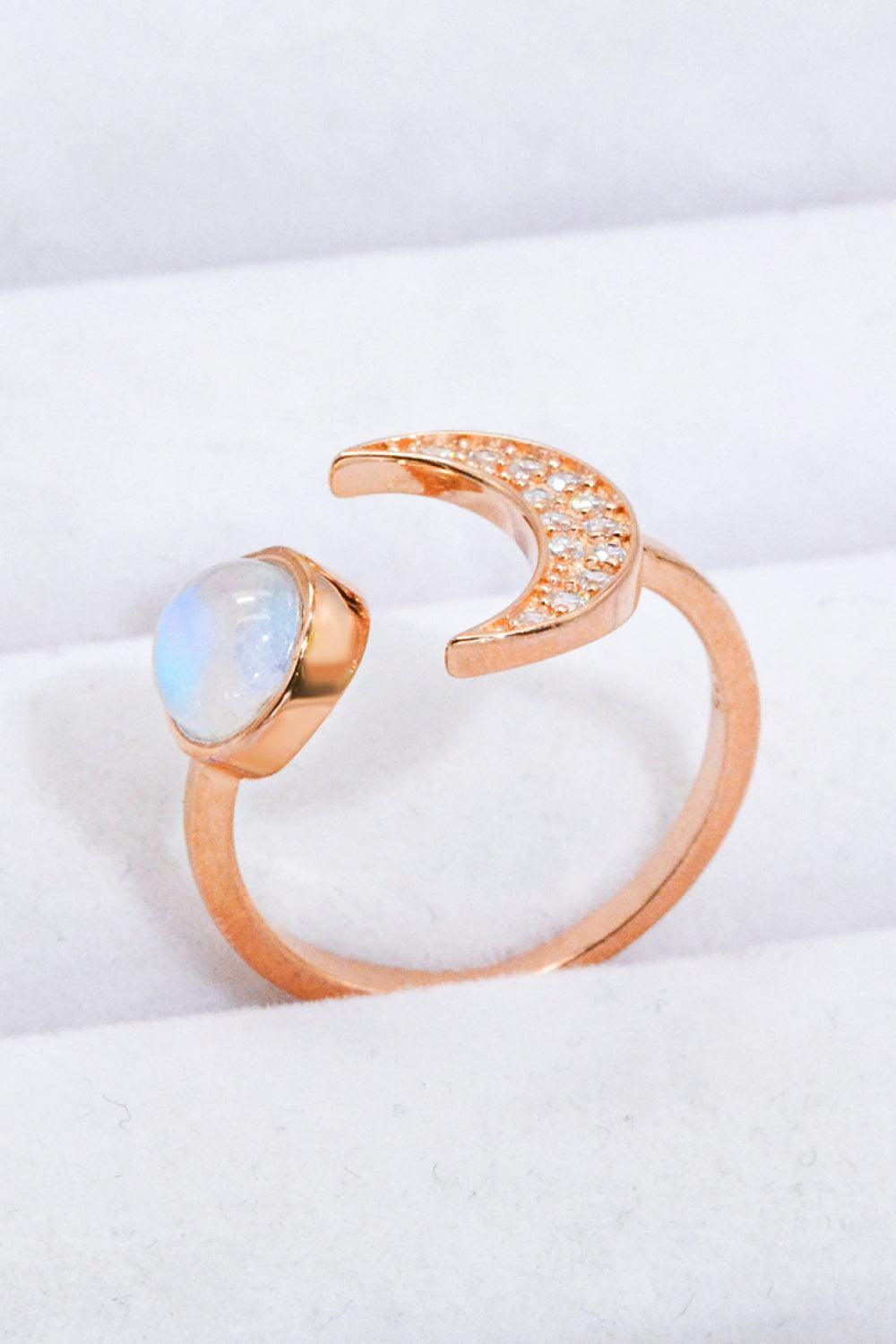 Interesting Moonstone Contrast Zircon Sun And Moon Ring - MXSTUDIO.COM