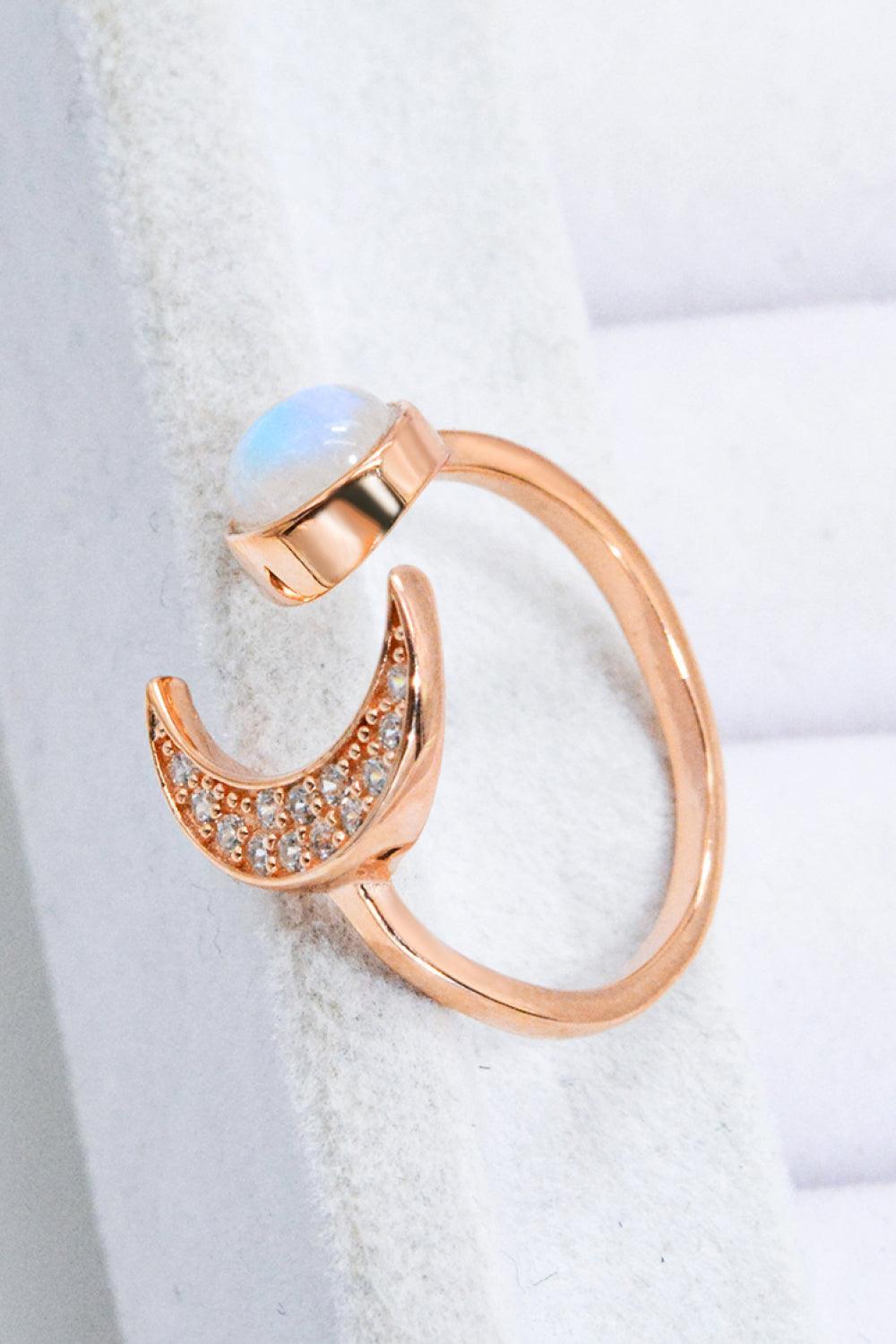 Interesting Moonstone Contrast Zircon Sun And Moon Ring - MXSTUDIO.COM