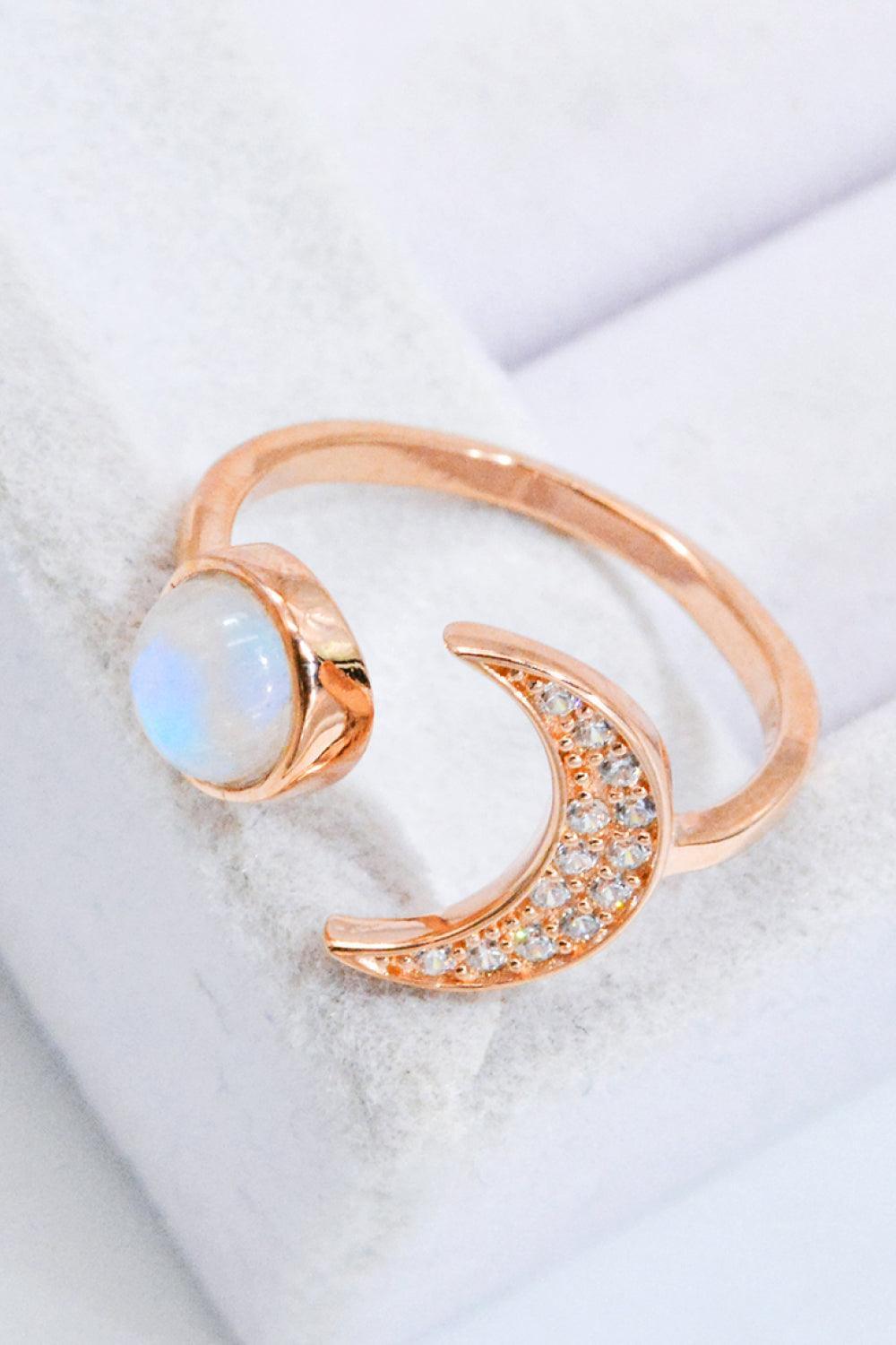 Interesting Moonstone Contrast Zircon Sun And Moon Ring - MXSTUDIO.COM