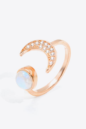 Interesting Moonstone Contrast Zircon Sun And Moon Ring - MXSTUDIO.COM