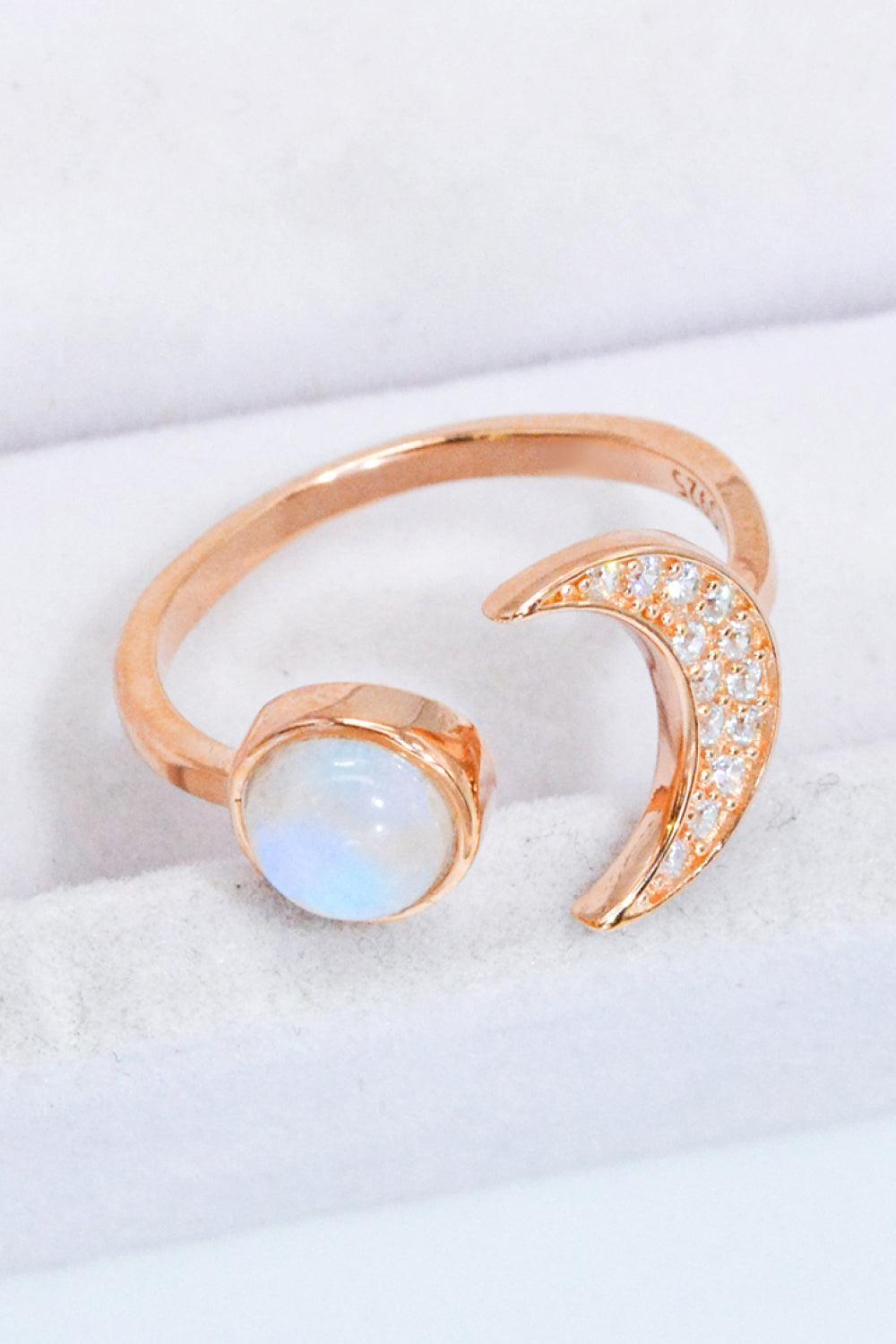 Interesting Moonstone Contrast Zircon Sun And Moon Ring - MXSTUDIO.COM