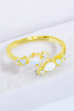 Interesting Zircon Accent Open Moonstone Ring - MXSTUDIO.COM