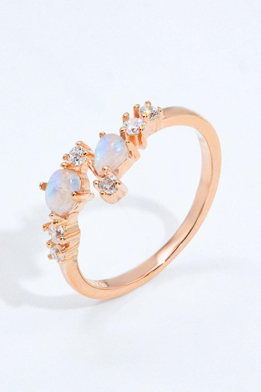 Interesting Zircon Accent Open Moonstone Ring - MXSTUDIO.COM