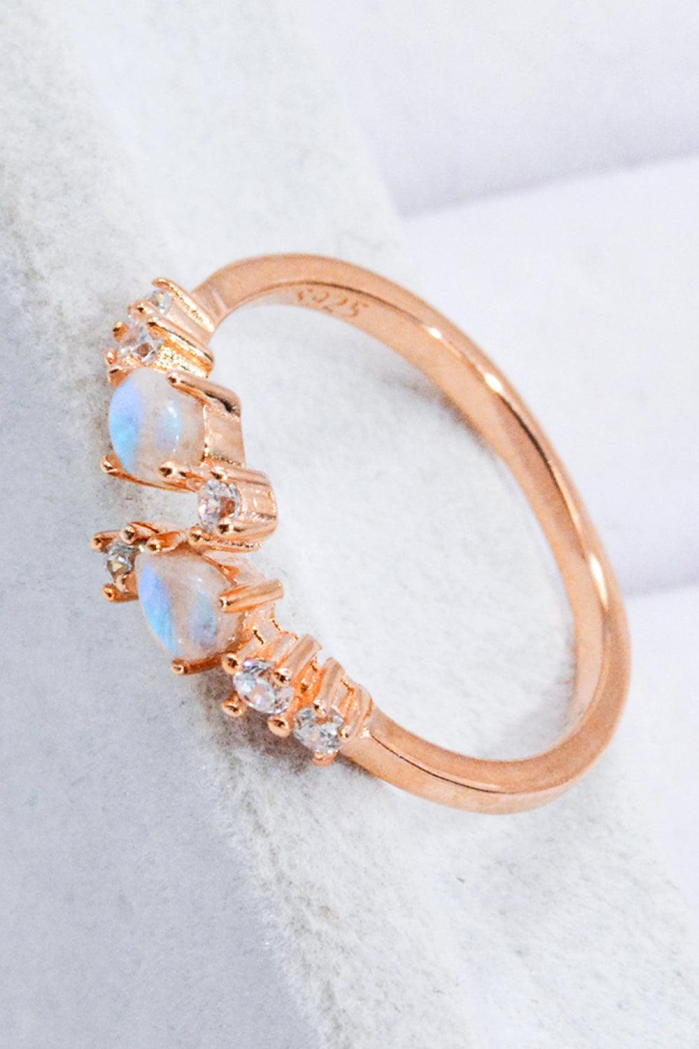 Interesting Zircon Accent Open Moonstone Ring - MXSTUDIO.COM