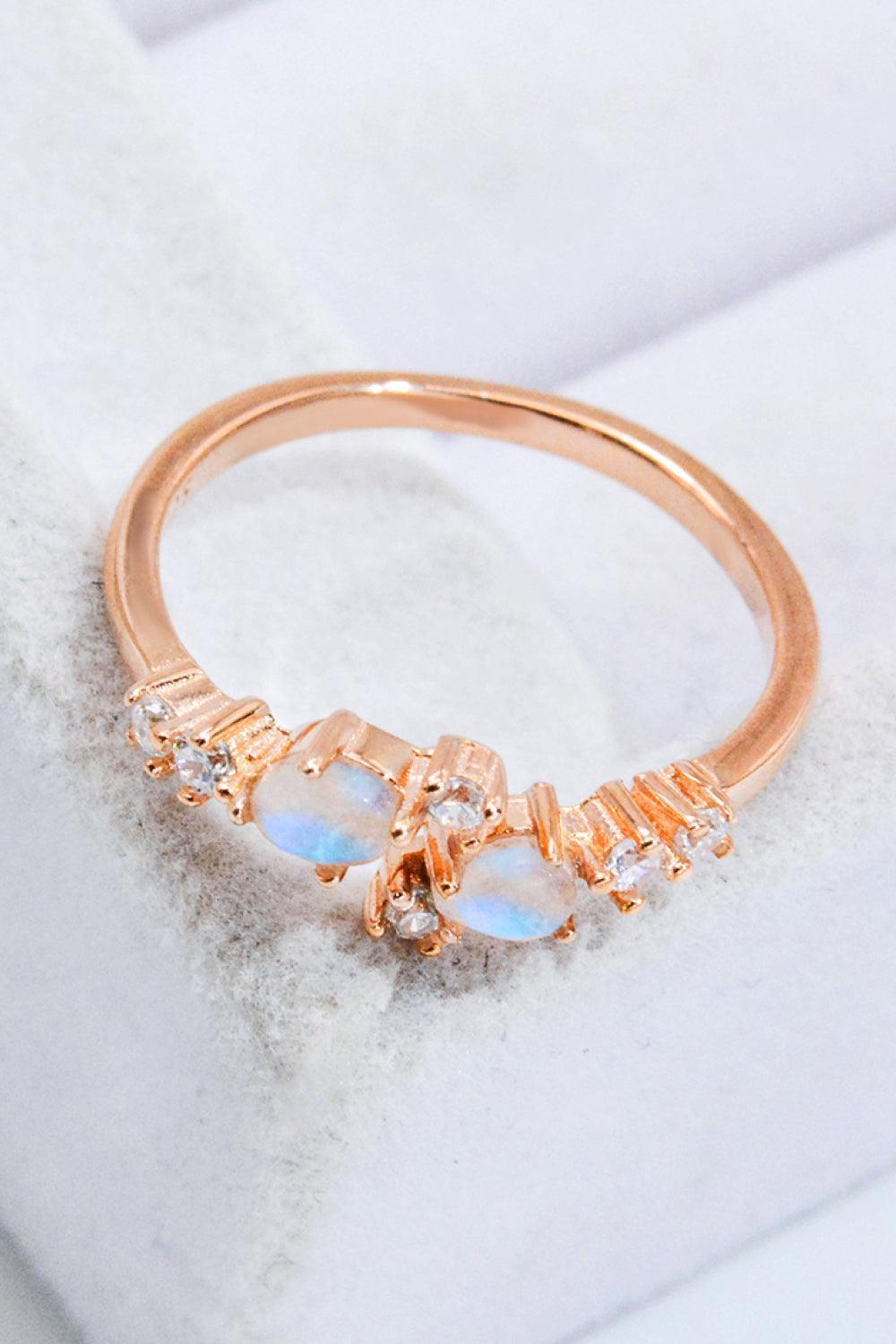 Interesting Zircon Accent Open Moonstone Ring - MXSTUDIO.COM