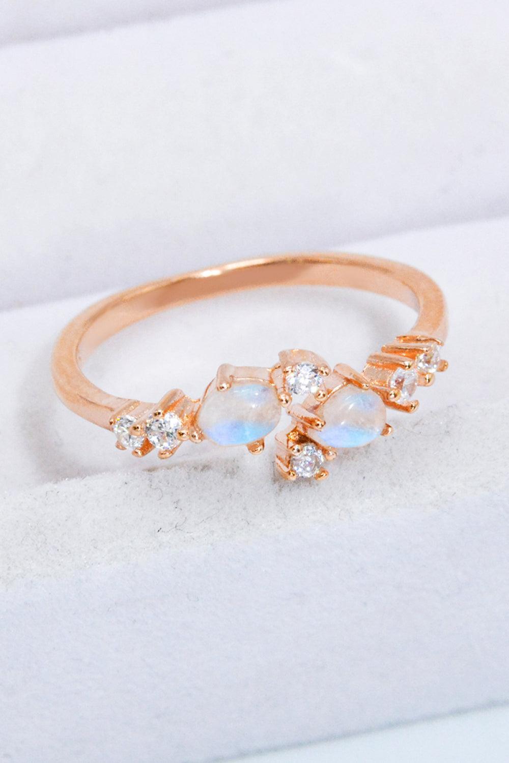 Interesting Zircon Accent Open Moonstone Ring - MXSTUDIO.COM