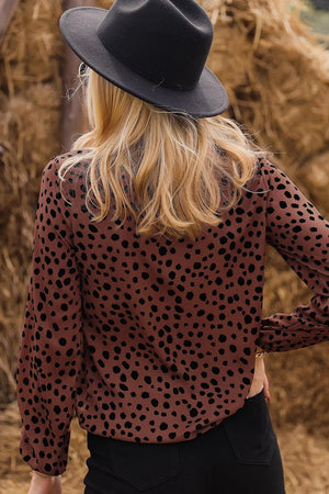 Into The Wild Long Sleeve Leopard Print Blouse - MXSTUDIO.COM