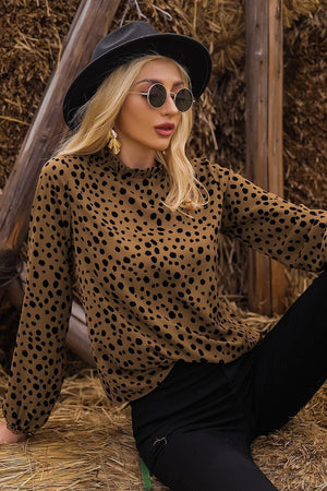 Into The Wild Long Sleeve Leopard Print Blouse - MXSTUDIO.COM