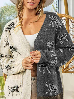 Into The Wild Open Front Animal Print Cardigan-MXSTUDIO.COM