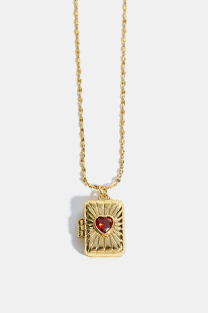 Intricate Heart Zircon Box Pendant Copper Necklace - MXSTUDIO.COM