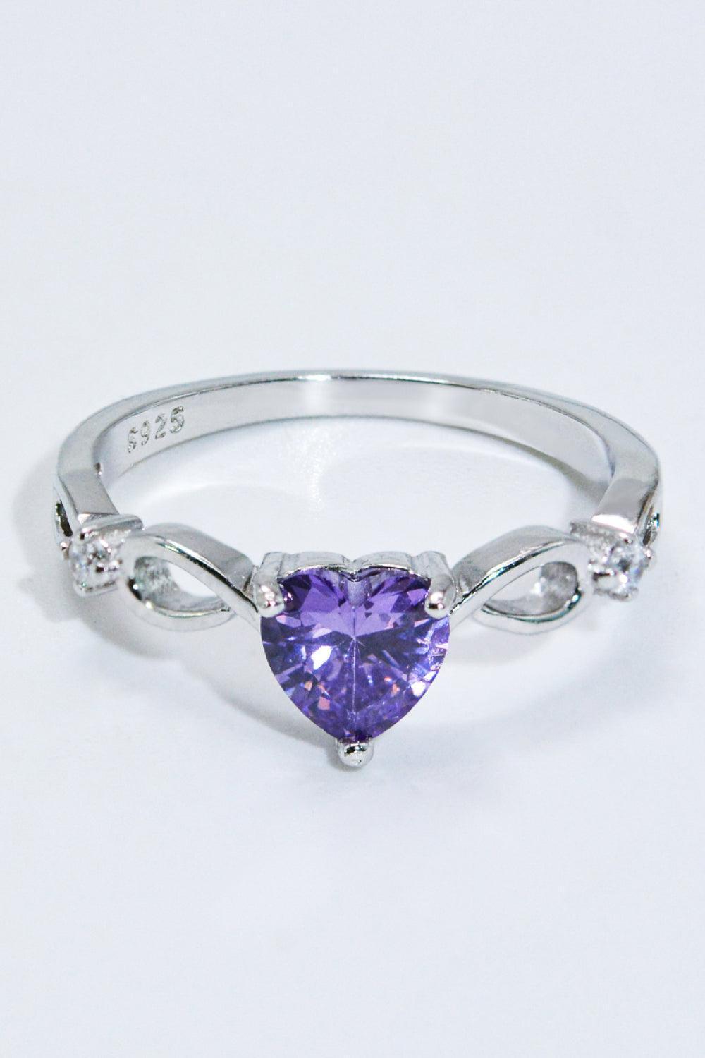 Intriguing 925 Sterling Silver Crystal Heart Ring - MXSTUDIO.COM