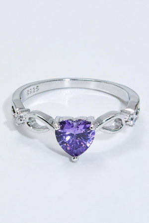 Intriguing 925 Sterling Silver Crystal Heart Ring - MXSTUDIO.COM