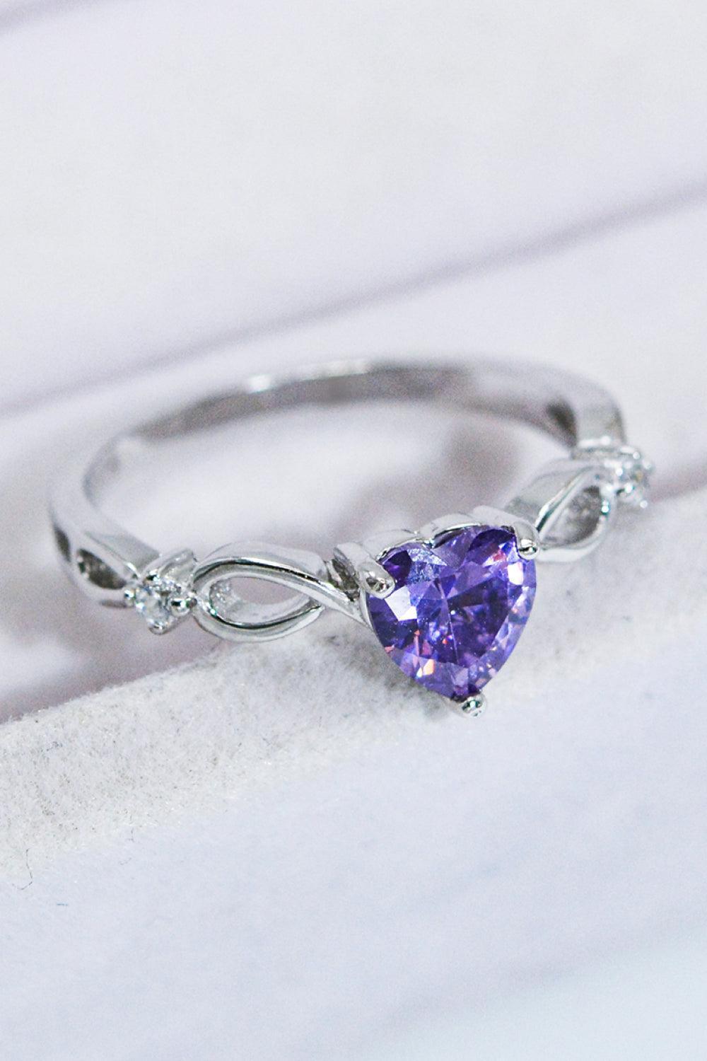 Intriguing 925 Sterling Silver Crystal Heart Ring - MXSTUDIO.COM