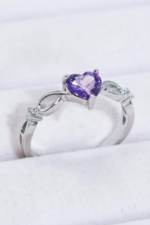 Intriguing 925 Sterling Silver Crystal Heart Ring - MXSTUDIO.COM