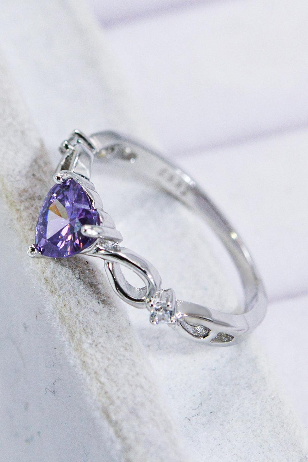 Intriguing 925 Sterling Silver Crystal Heart Ring - MXSTUDIO.COM