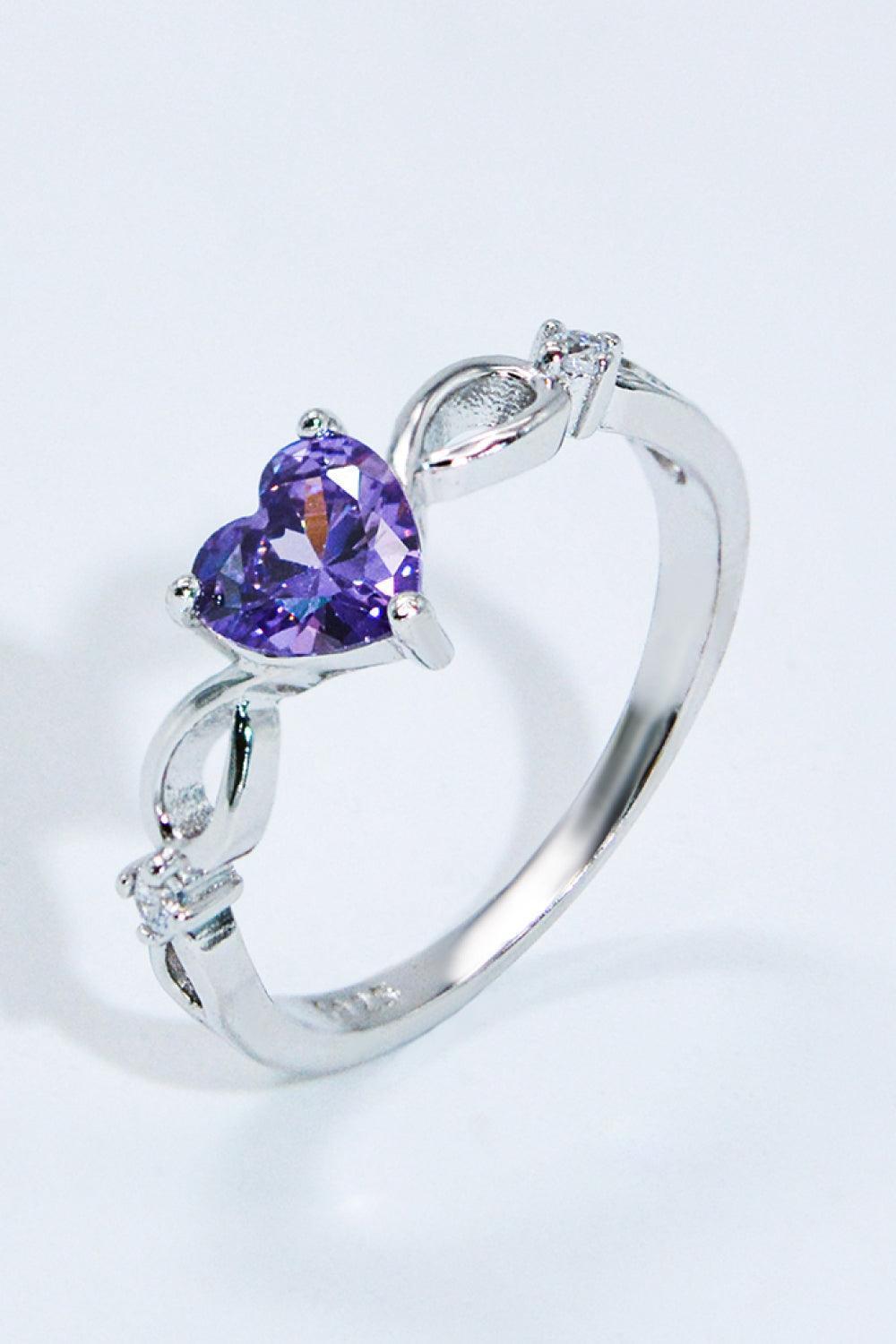 Intriguing 925 Sterling Silver Crystal Heart Ring - MXSTUDIO.COM