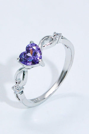 Intriguing 925 Sterling Silver Crystal Heart Ring - MXSTUDIO.COM