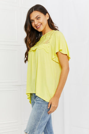 Intriguing Lace Embroidered Lace Yellow Top - MXSTUDIO.COM