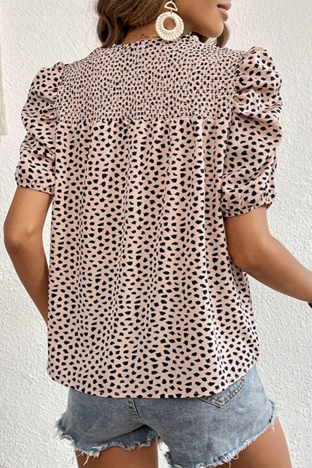 Intriguing Puff Sleeve Leopard Print Blouse - MXSTUDIO.COM