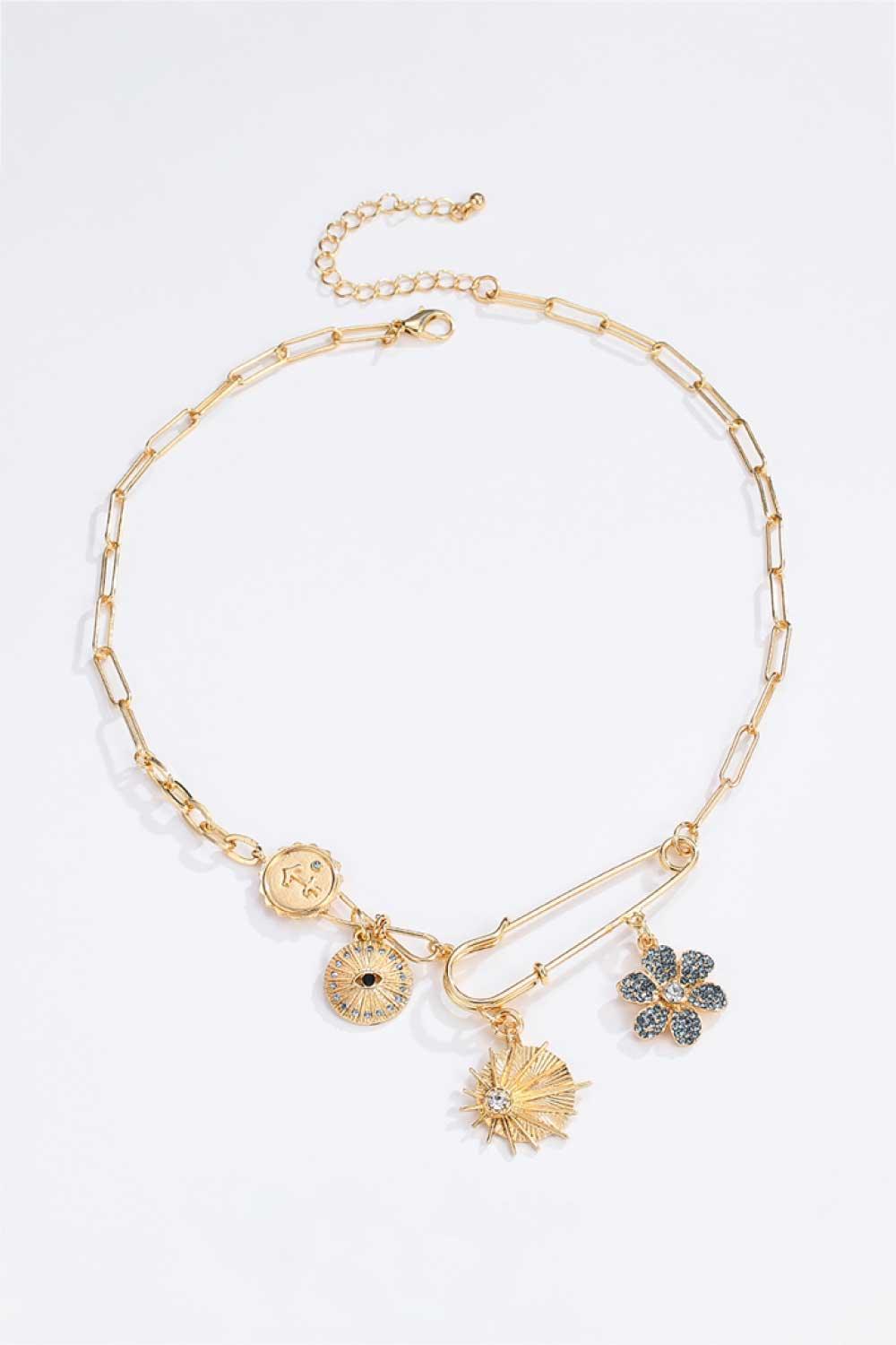 Intriguing Rhinestone Flower Box Chain Necklace - MXSTUDIO.COM