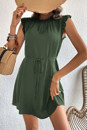 Intriguing Ruffled Cap Sleeve Mini Dress - MXSTUDIO.COM