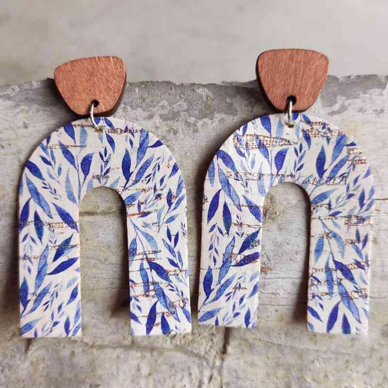 Inverted U-Shaped Wooden Drop Earrings-MXSTUDIO.COM