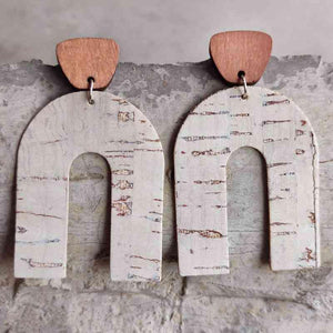 Inverted U-Shaped Wooden Drop Earrings-MXSTUDIO.COM