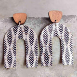 Inverted U-Shaped Wooden Drop Earrings-MXSTUDIO.COM