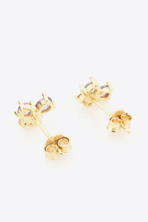 Iridescent Multicolored Zircon Gold Plated Stud Earrings - MXSTUDIO.COM