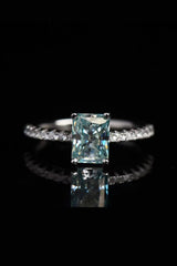 Iridescent Platinum-Plated 2 Carat Green Moissanite Ring - MXSTUDIO.COM