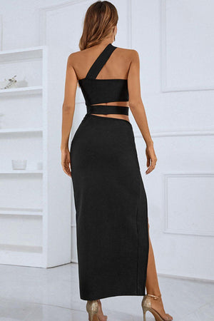 Irresistible Black One-Shoulder Cutout Dress - MXSTUDIO.COM