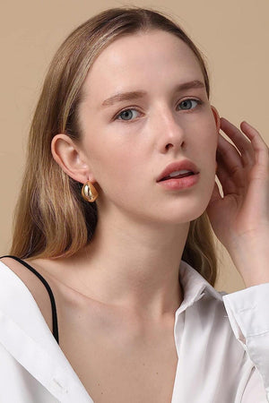 Irresistible C-Shaped Brass Hoop Earrings - MXSTUDIO.COM