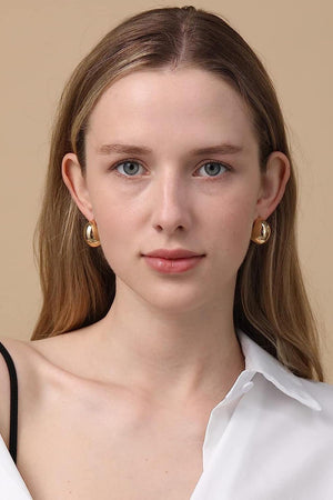 Irresistible C-Shaped Brass Hoop Earrings - MXSTUDIO.COM