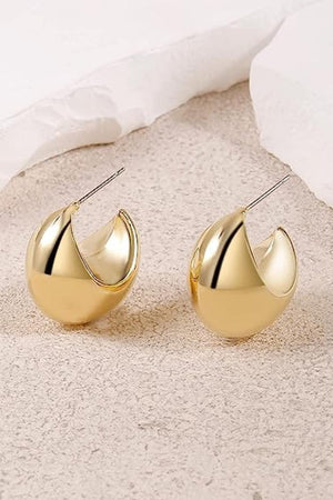 Irresistible C-Shaped Brass Hoop Earrings - MXSTUDIO.COM