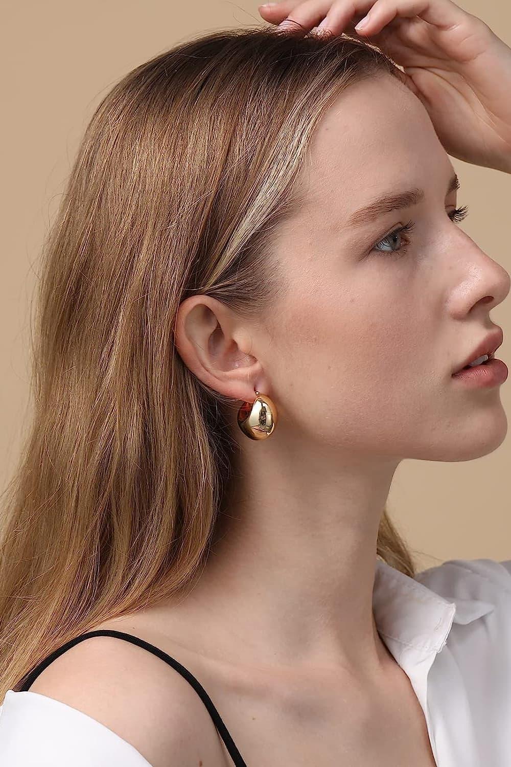 Irresistible C-Shaped Brass Hoop Earrings - MXSTUDIO.COM