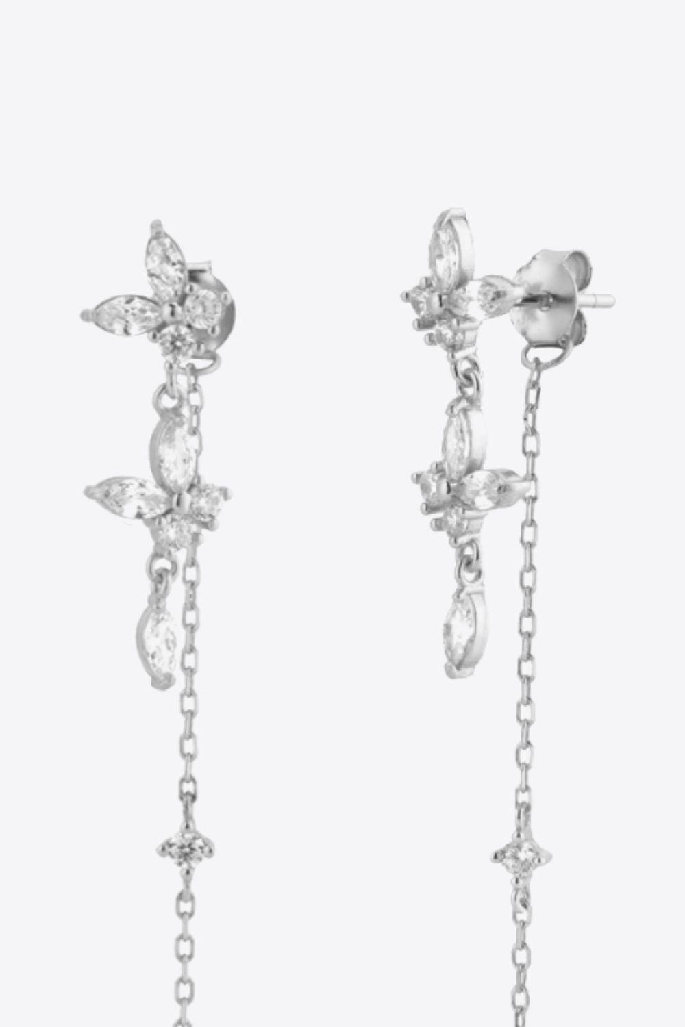 Irresistible Inlaid Zircon Sterling Silver Dangle Earrings - MXSTUDIO.COM