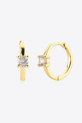 Irresistible Round Zircon Gold Plated Huggie Earrings - MXSTUDIO.COM