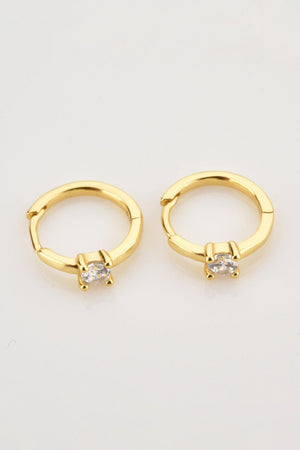 Irresistible Round Zircon Gold Plated Huggie Earrings - MXSTUDIO.COM