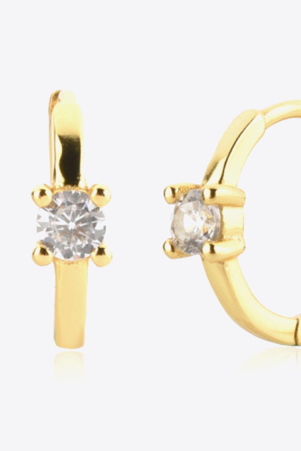 Irresistible Round Zircon Gold Plated Huggie Earrings - MXSTUDIO.COM