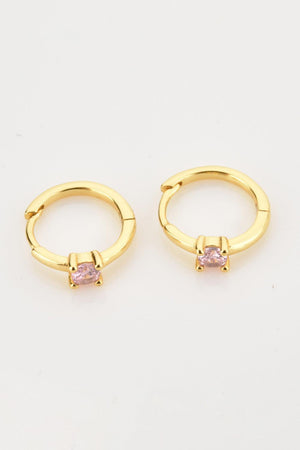 Irresistible Round Zircon Gold Plated Huggie Earrings - MXSTUDIO.COM