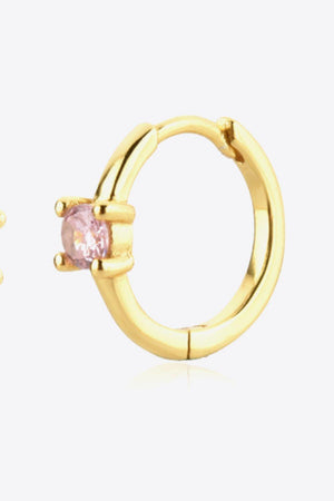 Irresistible Round Zircon Gold Plated Huggie Earrings - MXSTUDIO.COM