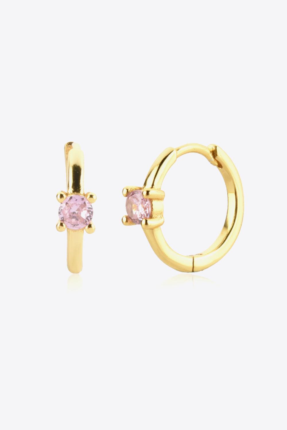 Irresistible Round Zircon Gold Plated Huggie Earrings - MXSTUDIO.COM