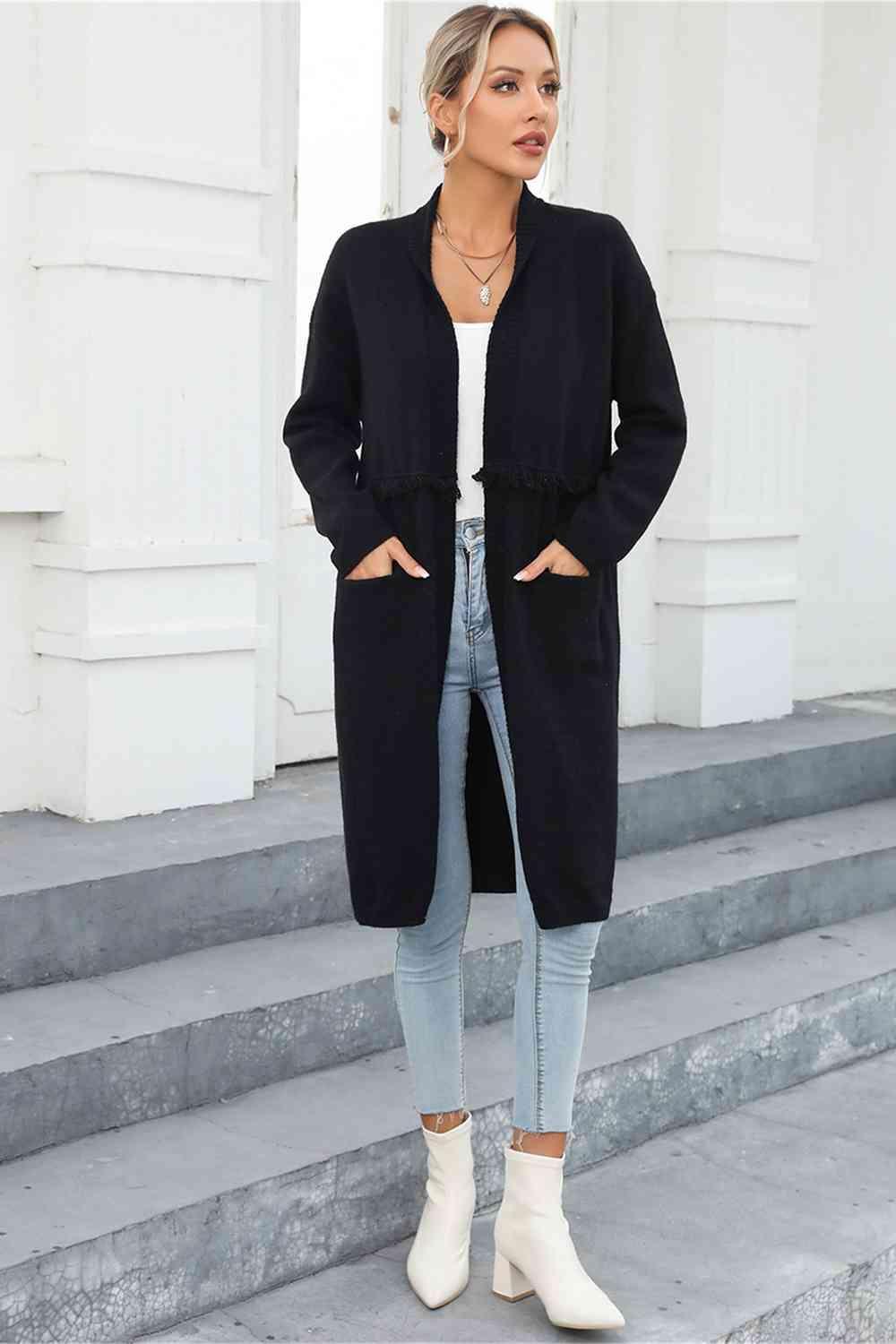 Irresistible Warmth Open Front Knit Duster Cardigan - MXSTUDIO.COM