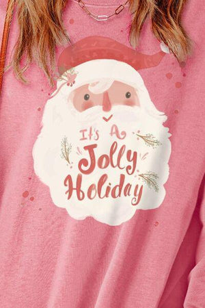 It's A Jolly Holiday Graphic Santa Claus Sweatshirt-MXSTUDIO.COM