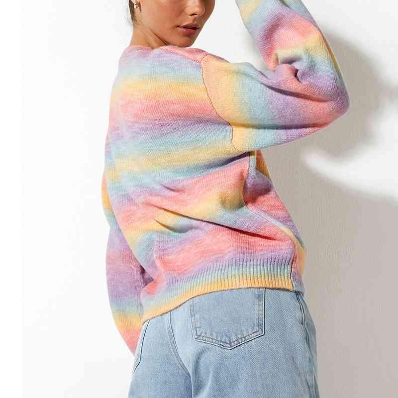 Jazzy Knit Pullover Gradient Sweater-MXSTUDIO.COM